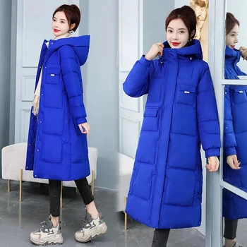 2023 dámske Zimné Kabáty Dlho Teplá Nadol Základné Bunda, Kabát Módne Voľné Outwear Žena Parkas kórejský Zimné Nadol Bundy Bavlna