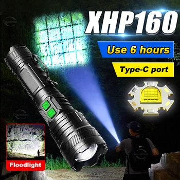 Super Vysokú Lumen XHP160 LED High Power LED Baterka Držiak na Pero Camping Pochodeň Svietidla Power Bank Pracovné Svetlo Taktická Baterka