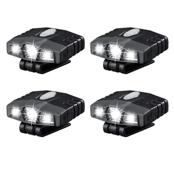 4X Ultra Svetlé Hands-Free LED Klip Na Klobúk Svetlo - Nabíjateľná 150 Lúmenov Ľahký Pozornosti Nepremokavé Spp Svetlo
