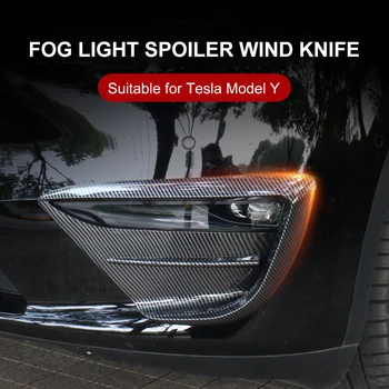 Predné Hmlové Svetlo Výbava Kryt Rámu Čepeľ Hmlové Svietidlo Obočie Spojler Uhlíkových Vlákien ABS Samolepiace pre Tesla Model Y2021 Príslušenstvo