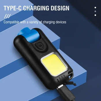 ZK40 Mini Keychain Baterka LED Mutifuction Pochodeň KLASU Bočné Svetlo 5 Režimov Portable TYP-C Nabíjateľná Camping Pracovných Horák