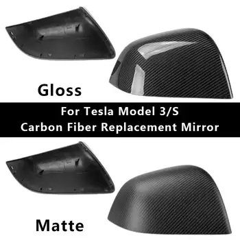 Výmena Uhlíkových Vlákien Spätné Zrkadlo Lesklý Shell Matný Kryt Vonkajšia Strana Zrkadlo Čiapky Vymeniť Súčiastky Pre Tesla Model S 3