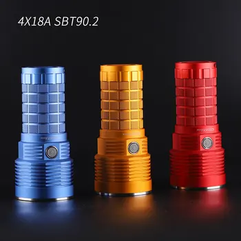 Zostava Baterka 4X18A s SBT90.2 Led Linterna Regulácia Teploty 18650 Typ-C Nabíjanie Baterky Blue Orange Red Lantern