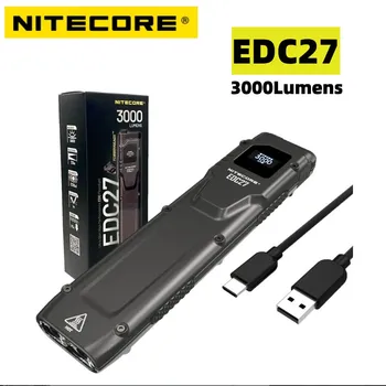 NITECORE EDC27 Baterka 3000 Lúmenov USB-C Nabíjacie Taktické OLED reálnom čase Pochodeň Keychain Svetlo EDC Svietidlo vstavanej Batérie.