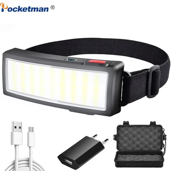 Silný COB LED Svetlomet Široký Lúč, USB Nabíjateľné Svetlometu Nepremokavé čelová Lampa pre Kempovanie Cyklistické, Rybárske Núdzové