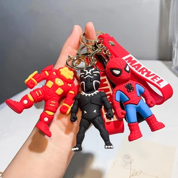 Marvel Superhrdina Iron Man PVC Figúrka Keychain Avengers Spider Man, Thor Hulk Keyring pre Mužov Batoh Ornament, Hračky, Darčeky