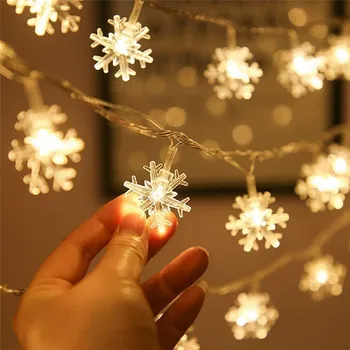 USB/Batérie LED Snowflake Garland Svetlá Víla String Nepremokavé Vonkajšie Lampy Vianočné Dovolenku Svadobné Dekorácie Svetlá