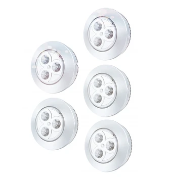 5 Pack LED Napájané Batériou Bezdrôtová Noc Stlačte tlačidlo Ťuknite na položku Lampa nalepovacie Push Bezpečné Svetlá Pre Predsieň, Kuchyňa Spálňa Kúpeľňa Skrine