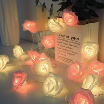 10/20/40Leds Rose String Svetlá Batérie Powered Kvetinová Víla LED Girlandy Svetlo Na Vianoce Svadba Valentína Dekorácie
