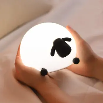 LED Nočné Osvetlenie Roztomilý Ovce Silikónové Dotyk Lampa USB Nabíjanie Stmievateľné Načasovanie Posteli Decor Detský Baby nočného Darček k Narodeninám