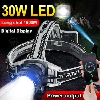 Vysoký Výkon 30W LED Svetlomet Vonkajšie Osvetlenie 1500M Super Dlhé Lúča Svetlometu 4 Režime Vonkajšie Rybárske Svietidla Nepremokavé Pracovné Lampy