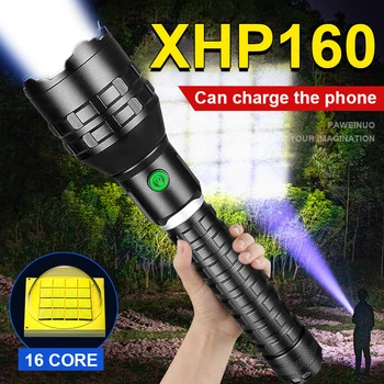 XHP160 COB Led Baterka 18650 alebo 26650 Usb Nabíjateľné Zoom Tactial Baterka Svietidla Camping Svetlo Power bank