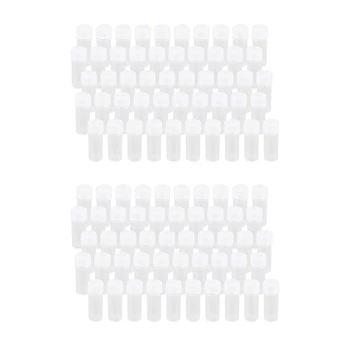 100X Plastová Fľaša na Vzorky 5Ml Skúmavky Lab Malé Fľaštičky Skladovanie Nádoba + Veko
