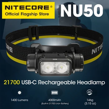 NITECORE NU50 USB-C Nabíjateľná Svetlomet Beží na Bicykli Práce, Rybolov, Treking Svetlometu 1400 Lumenov, Postavený v 21700 Batérie