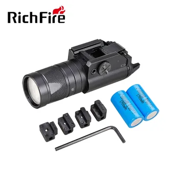 RichFire SFD054 Taktická Baterka SST20+IR850 450LM Nabíjateľná Baterka s 20 mm Picatinny Rail dbajte na to, Pištole, Zbraň Puška