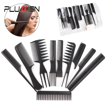Prenosné Vlasov Kefa Plastová Hairbrushes Pre kadernícky salón Plussign Profesionálny Hrebeň Nastaviť 10Pcs Vlasy, Hrebeň Na Vlasy Styling