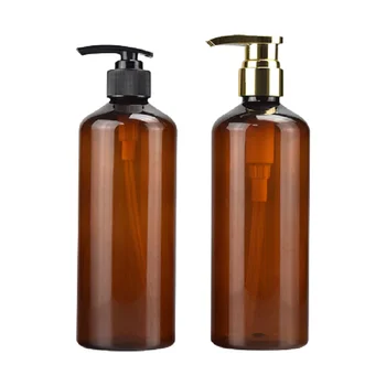 Mlieko Fľaše Prázdne Plastové Obaly Okrúhle Rameno PET 500 ML Clear Hnedé 12Pcs Naplniteľné Kozmetické Kontajner Šampón Fľaše