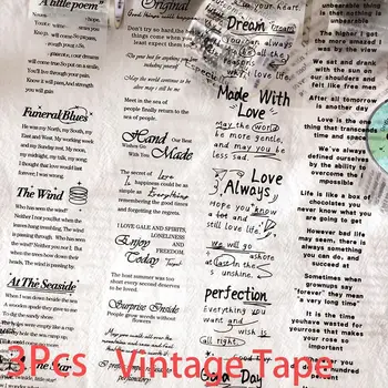 3ks Štítok Transparentné DIY Poznámky anglický Výraz Scrapbooking Nálepky Materiál Pásky Vintage Pásky List Nálepky