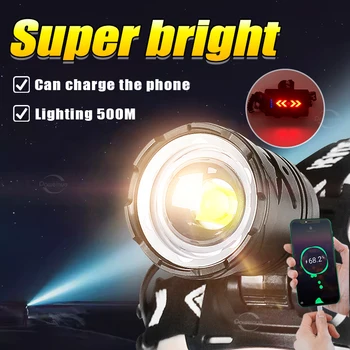 Ultra Silný XHP199 LED Svetlomet Nabíjateľná Hlavu Baterka Vysoký Výkon Svetlomety Led Reflektor 18650 Rybárske Hlavy Svietidla