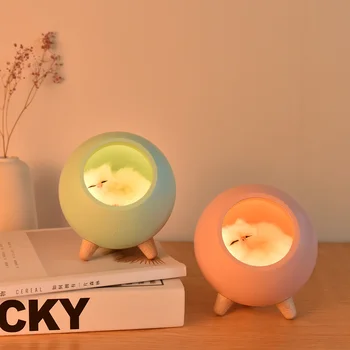 Kreatívne Little Pet Mačka Nočné Svetlo LED Bedsdie Tabuľka Dekor Lampa USB Nabíjateľné Spálni Spacie Svetlo Darčeky Pre Deti Deti